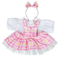 Plaid Pinafore w/Headband Bubblegum Bear Gift Set | Bear World.