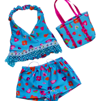 Blue Floral Tankini W/ Bag Outfit | Bear World.